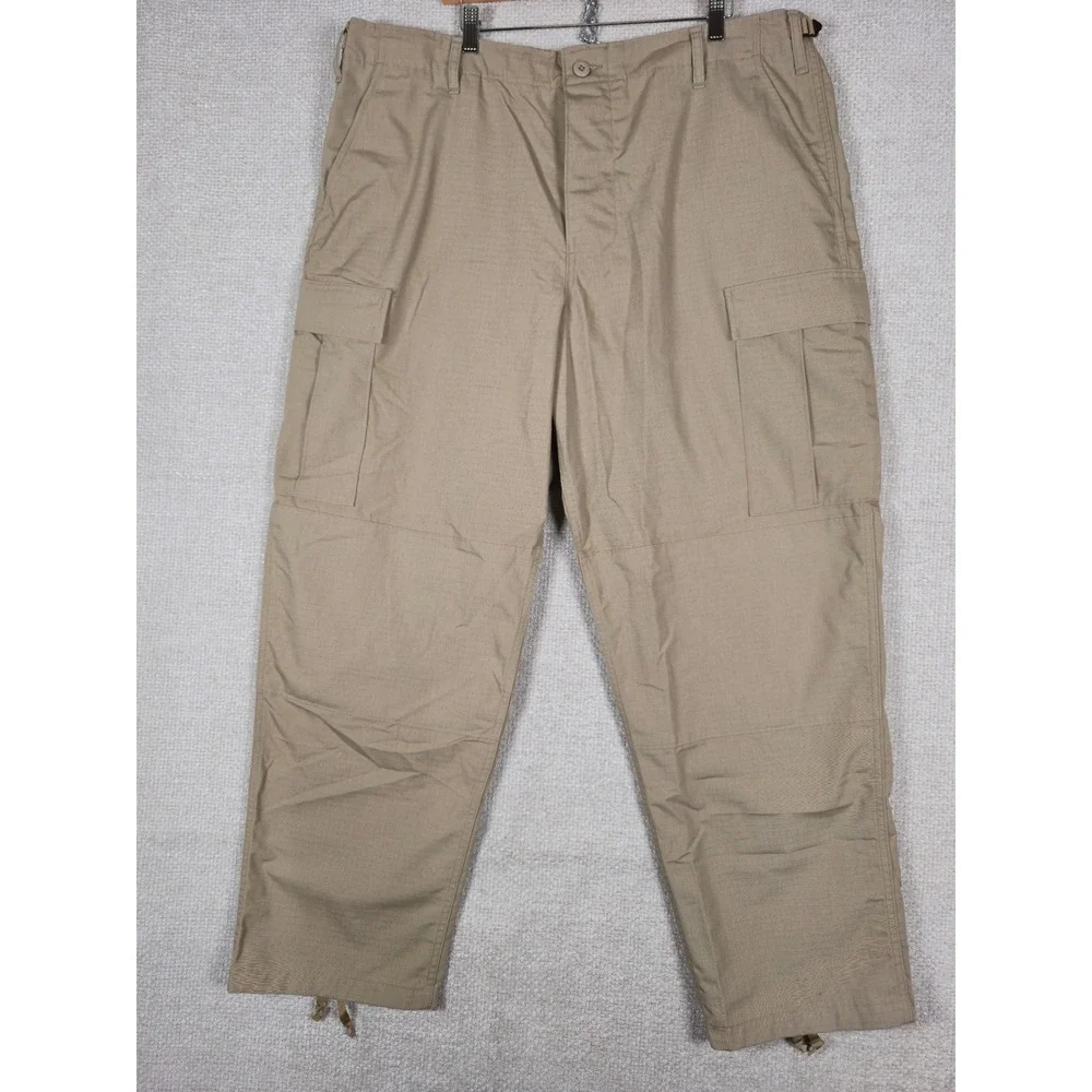 Tru-Spec Mens Tactical Cargo Pants Tan Ripstop Button Fly XL Regular 42x32 USA